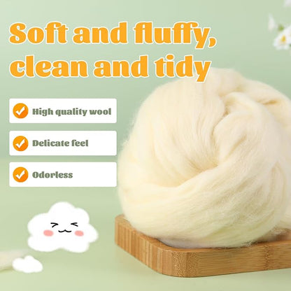 3.53oz Wool Roving Yarn, Wool Felting Supplies, Pure Wools, Chunky Yarn - Image 3