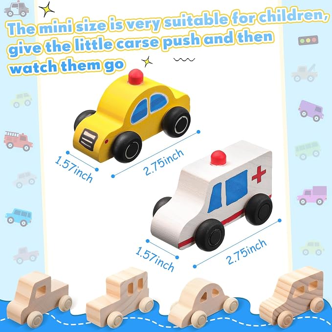 Leyndo 20 Pcs Small Wooden Cars to Paint - Image 2