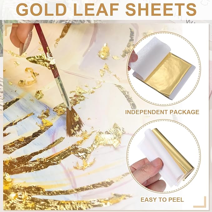 PATIKIL Gold Leaf Sheets for Art 3.7" x 3.4", Light Blue - Image 4