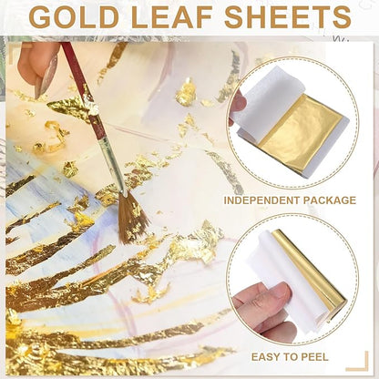 PATIKIL Gold Leaf Sheets for Art 3.7" x 3.4", Light Blue - Image 4