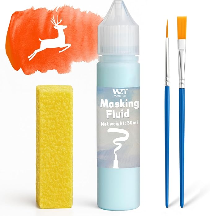 Masking Fluid for Watercolor Painting, 30ml Watercolor Masking Fluid by WAN2TLK