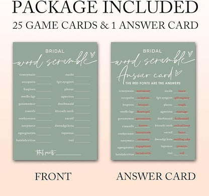 Bridal Shower Games Cards, Bridal Word Scramble, 25 Game Cards - Image 2
