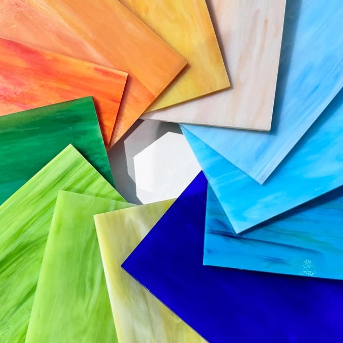 ILLUCKAI 12 Sheets Stained Glass Sheets Orange Green Blue Colors, 4 x 6 inch - Image 5