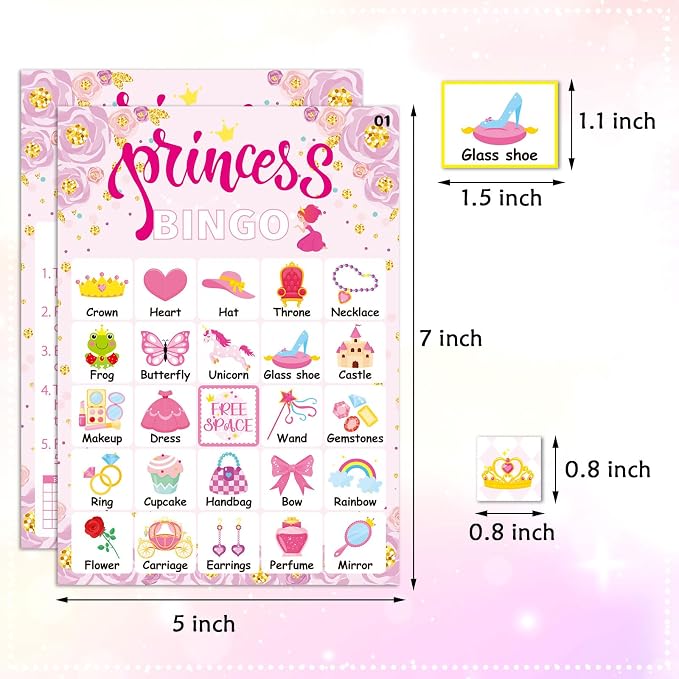 Pink Princess Bingo Game 24 Players Bingo Games Cards - Image 4