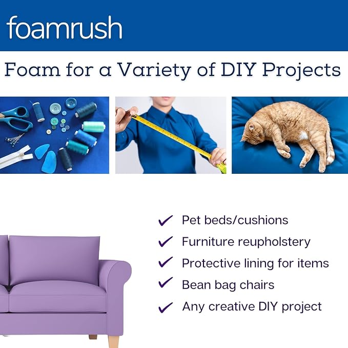 FoamRush 10" x 24" x 24" Charcoal High Density Upholstery Foam Cushion Made in - Image 6