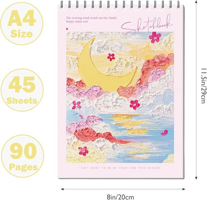 Pink CoverSketchbook 8 x 11.5, Drawing Book 90 Pages Drawing Paper - Image 2