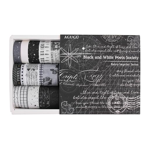Dizdkizd Black and White Washi Tape Set, 20 Rolls Gothic Aesthetic Japanese - Image 7