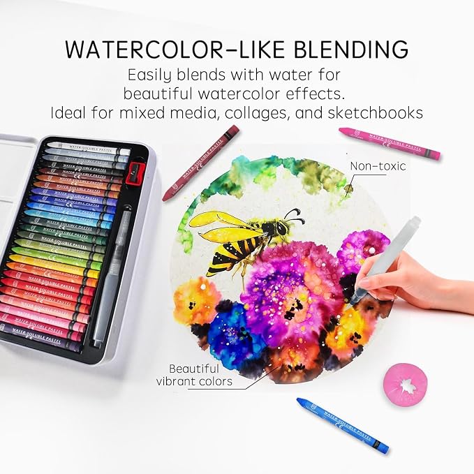 25 Colors Water Soluble Pastels, Watercolor Pastels Set - Image 3