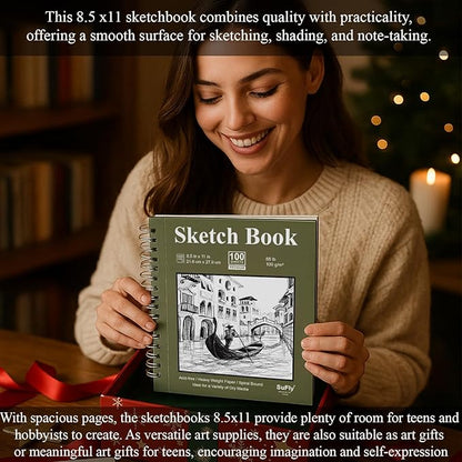 Sketch Book 8.5 x 11, Sketch Pad, 100 Sheets Spiral Sketchbook, Acid Free - Image 6