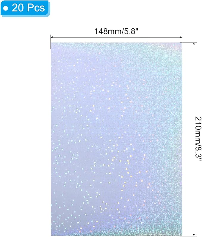 PATIKIL 8.3x5.8 Holographic Sticker Paper, 20Sheets A5 Polypropylene - Image 2