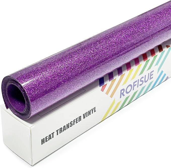 Deep Purple Glitter Heat Transfer Vinyl 12Inch*6FT Glitter Iron on Vinyl by Unknown