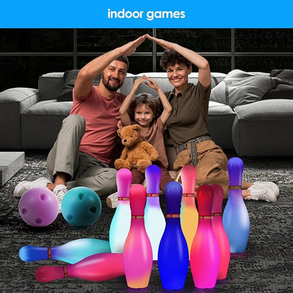Light Up Bowling Set, Glow in The Dark Bowling Balls & Pins - Image 4