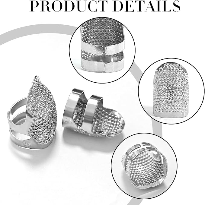 FR 4 Pack Thimble Finger Protector, Adjustable Metal Shield - Image 4
