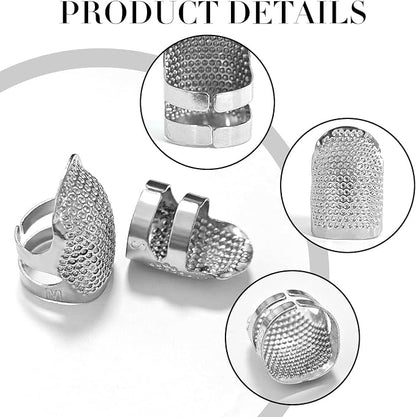 FR 4 Pack Thimble Finger Protector, Adjustable Metal Shield - Image 4