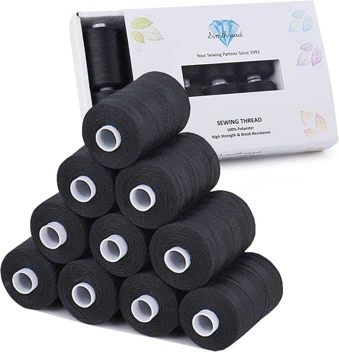 Simthread All Purpose Sewing Thread, 10 Spool 1000 Yards Each Bobbin Polyester by Simthread
