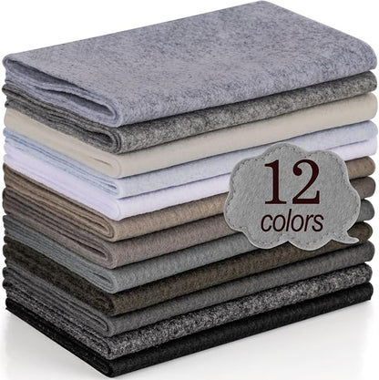 XSEINO 12 Rolls 8"x35" 1.4mm Thick Soft Felt Fabric Sheet 12 Assorted Black by XSEINOiscreating%EF%BC%81