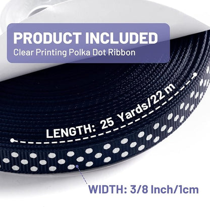 Polka Dot Grosgrain Ribbon 3/8 Inch, 25 Yards Spool Navy Blue and White Dot - Image 2