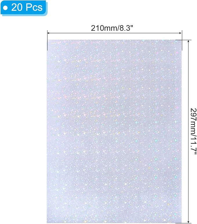 PATIKIL 11.7x8.3" Holographic Sticker Paper, 20Sheets A4 Polypropylene - Image 2