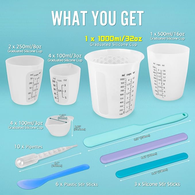 Silicone Resin Mixing 1L Measuring Cup Set - Image 2