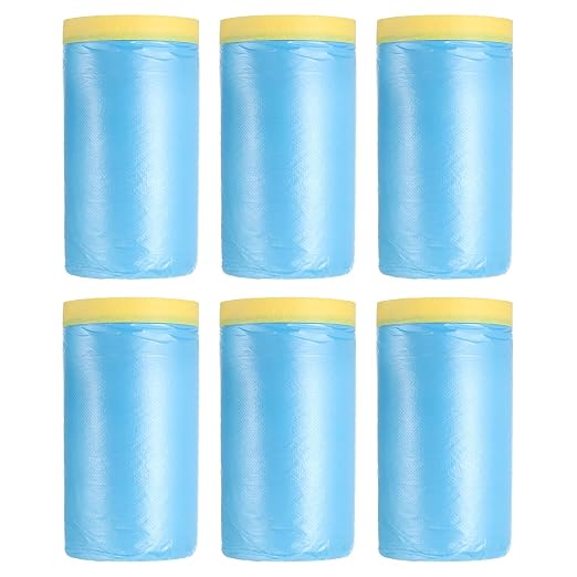 uxcell Pre-Taped Masking Film, 3.6ft x 82ft Plastic Paint Drop Cloth by uxcell