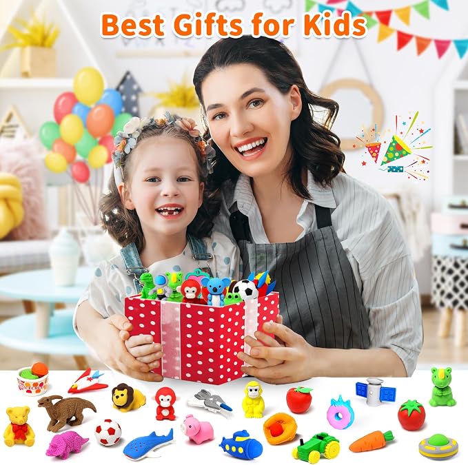 70 Pack Animal Erasers for Kids Bulk Desk Pets Classroom Prizes Treasure Box - Image 7