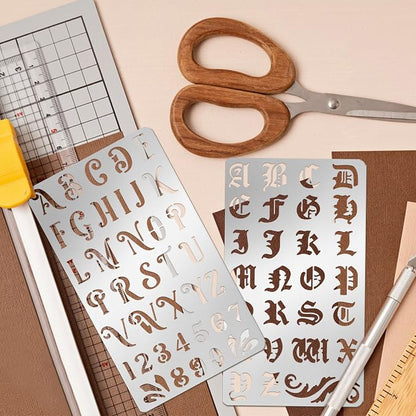 9PCS Metal Stencils Wood Burning Stencil Journal Border Stencils Letter Stencil - Image 4