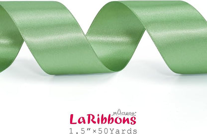 LaRibbons Sage Green Satin Ribbon 1 1/2 Inch 50 Yards Luxury Double Faced Green - Image 5