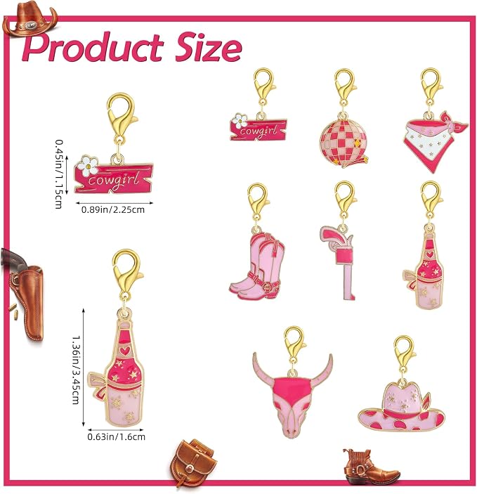BEEFLYING 16Pcs Cowgirl Stitch Marker Charms - Image 2
