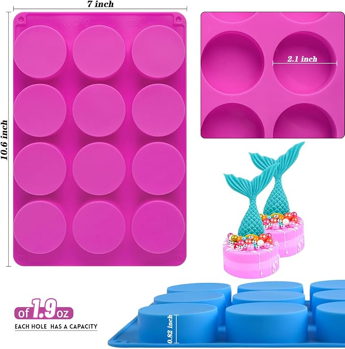 Sakolla 2 PCS Round Chocolate Cookie Molds, Cylinder Silicone Mold, Mini Soap - Image 3