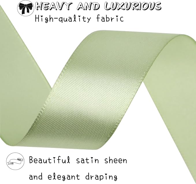 Pale green Solid Satin Ribbon 1 Inch 25 Yards Solid Polyester Fabric Ribbon - Image 4