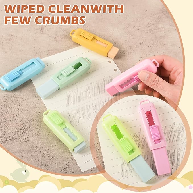 24 Pcs Cute Retractable Eraser for Pencils Cute School Supplies Kawaii Erasers - Image 6
