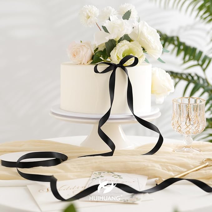 HUIHUANG Black Satin Ribbon 1/2 inch X 50 Yards Continuous, DIY Crafts - Image 4