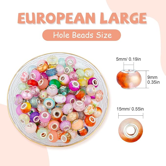 LAIDANLA Multicolor Large Hole Beads, Loose Beads - Image 3