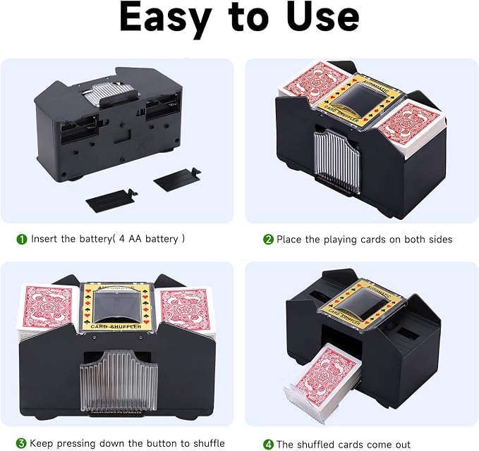 Unniweei Automatic Card Shuffler, Battery-Operated Electric Shuffler, Casino - Image 5