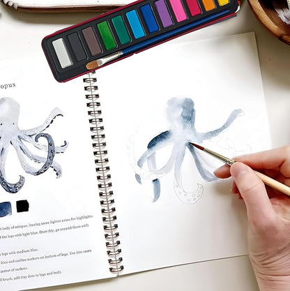 Watercolor Workbooks, Beginner Watercolor Painting Kit – 12 Colors Paint Set - Image 6