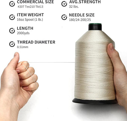 Extra Strong Bonded Nylon Thread #207 Tex210 – 16 OZ, Versatile Stitching - Image 3