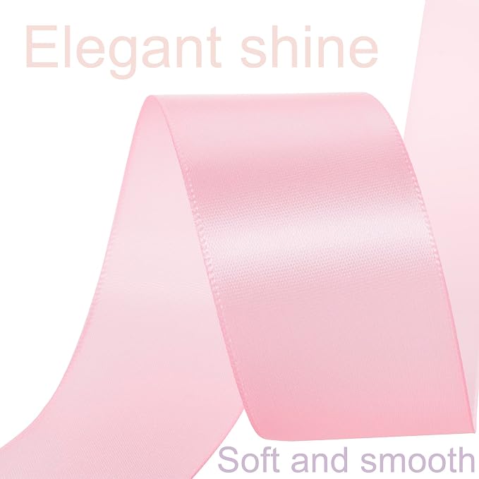 1-1/2 Inch Light Pink Ribbon, 50 Yards Craft Polyester Satin Ribbon Perfect - Image 3