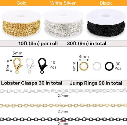 Jishi 30ft Jewelry Making Chains Bulk 2mm Necklace Chains - Image 2