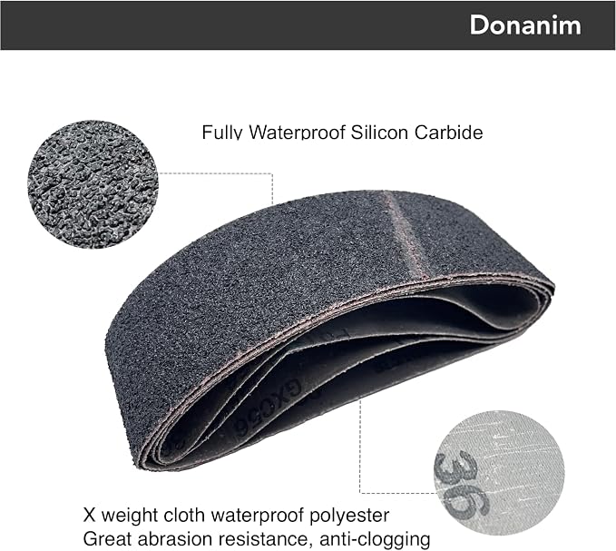 3 X 21 Inch Sanding Belts, 36 Grit Extra Coarse Silicon Carbide Abrasive - Image 2