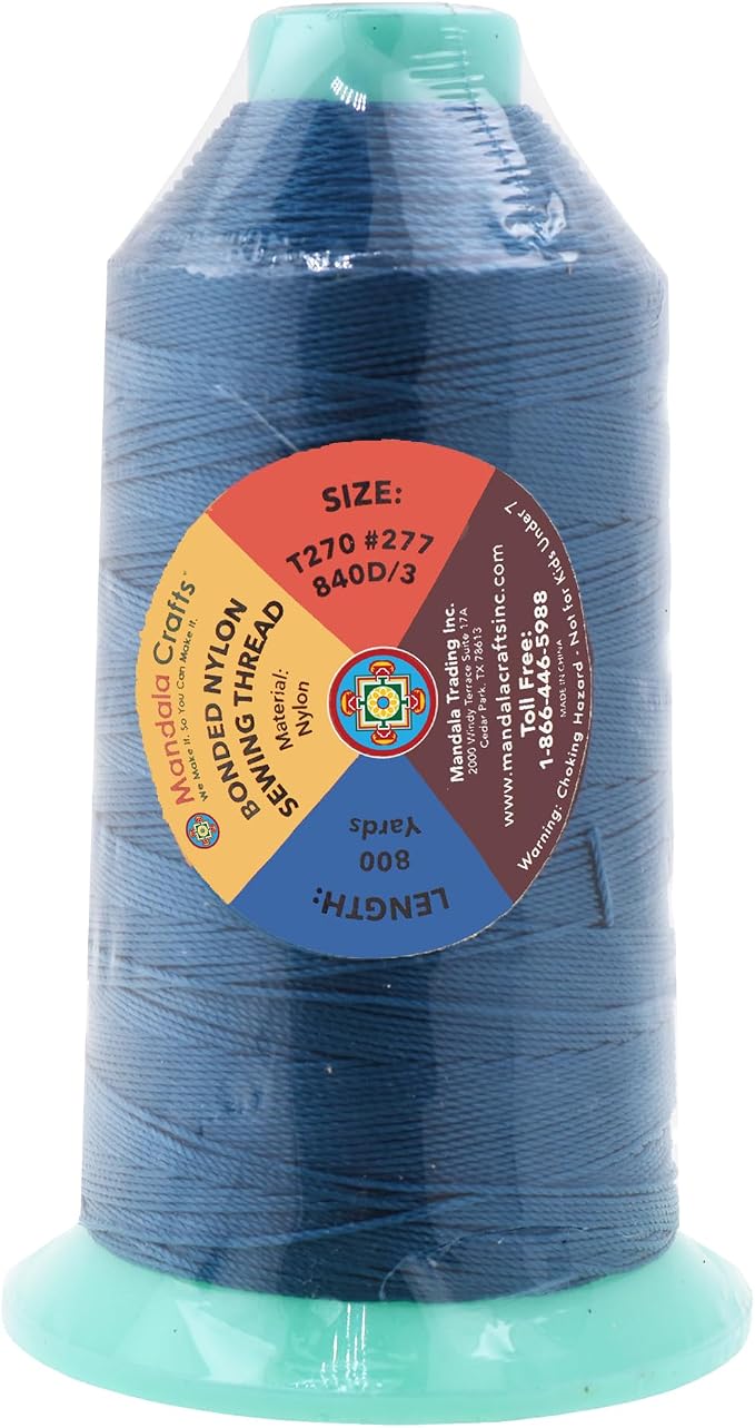 Mandala Crafts Bonded Nylon Thread Airforce Blue Heavy Duty Sewing Threads - Image 3