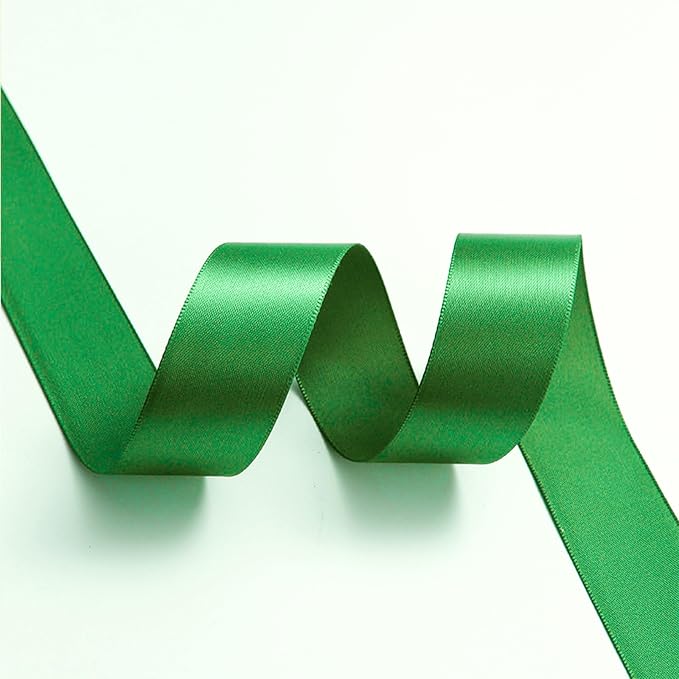 1" x 100 Yards Emerald Green Polyester Satin Ribbon Single Faced Bulk Fabric - Image 6