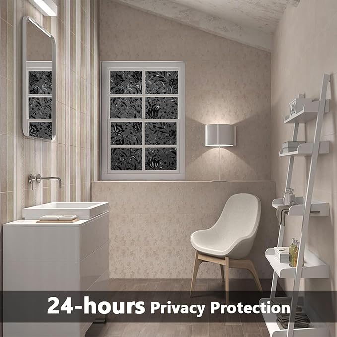 LEMON CLOUD Total Blackout Window Film Privacy Static Cling Frosted Black - Image 4