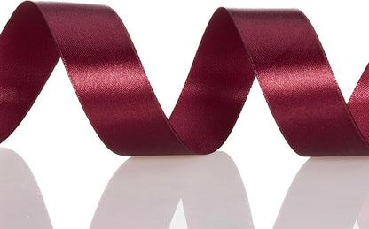 1 Inch Wine Red Solid Satin Ribbon, 50 Yards Craft Fabric Ribbon - Image 4