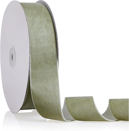 1.5" X 20 Yards Dusty Green Velvet Ribbon by Bomybaw