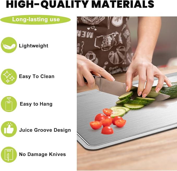Titanium Cutting Board with Juice Groove-Pure Titanium Cutting Boards - Image 2