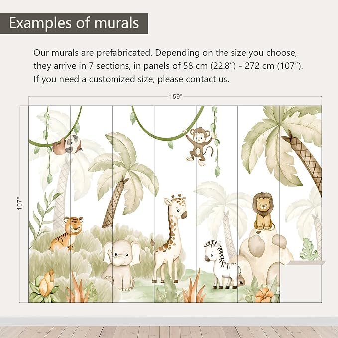 AFZEVEB-Safari Wallpaper Watercolor Animal Nursery Wall murals - Image 3