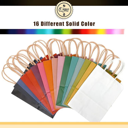 qiqee 32-Packs Paper Bags with Handles Bulk 7.6"x4.75"x10.5" Medium Gift Bags - Image 4