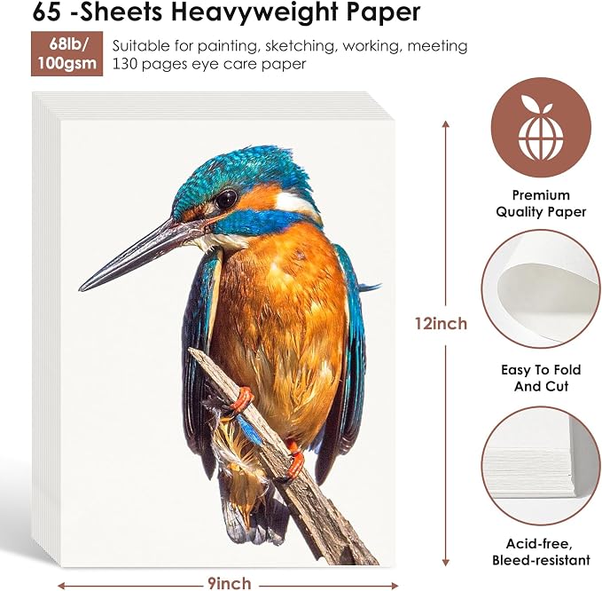 9" x 12" Sketch Paper, Art Paper Bulk, 65 Sheets Drawing Paper, Acid Free - Image 2