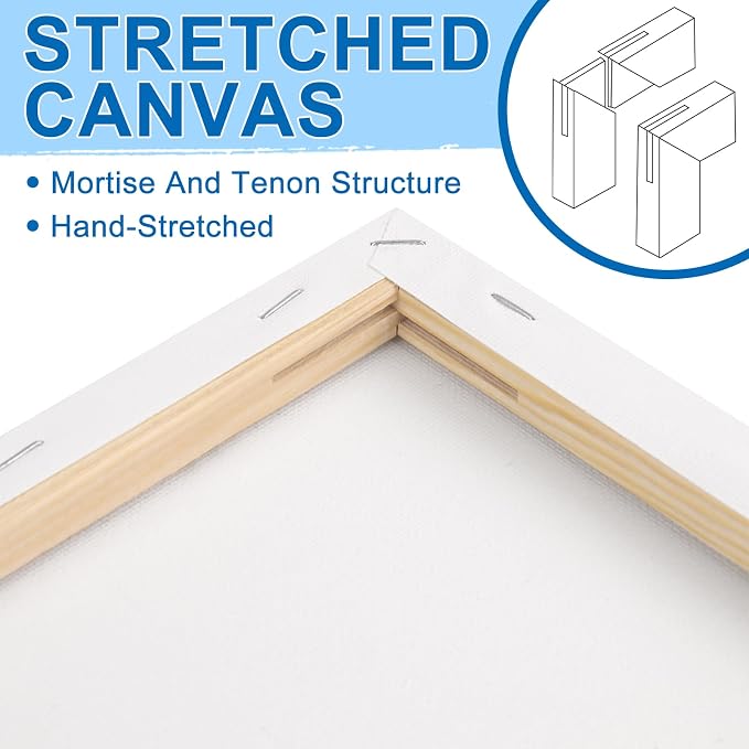 ESRICH Stretched Canvas for Painting, 12 Pack 9x12 Inch Canvas Value Pack - Image 3