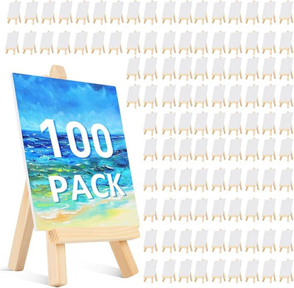 100 Pcs 5 Inch Mini Wood Display Easel, Small Wooden Easel Stand Art Craft by Unknown
